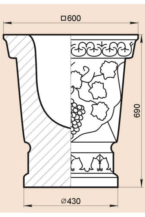 Модель для вазы из мрамора, гранита или травертина  - 690S